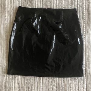 Fashion Nova Latex Black Mini Skirt Size L